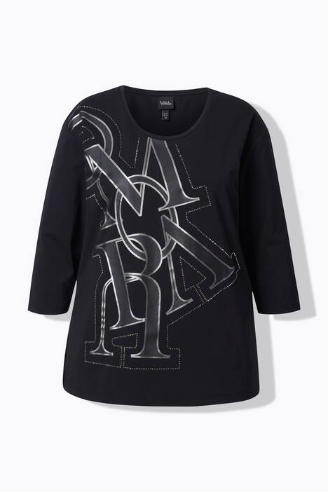 Shirt, letters, oversized, ronde hals, 3/4-mouwen