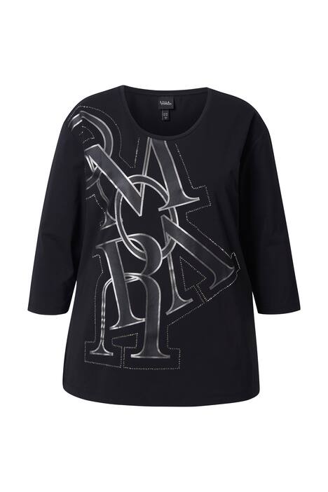 Tričko, písmenka, oversize, kulatý výstřih, 3/4 rukávy