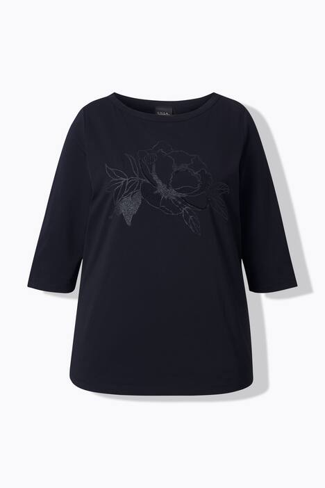 Maglia con fiori, scollo a barca e maniche lunghe