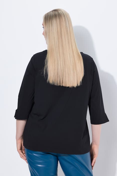 Maglia con fiori, scollo a barca e maniche lunghe