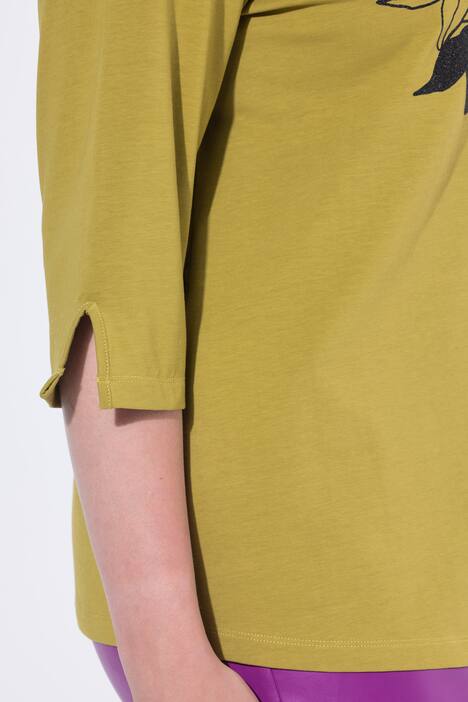 Maglia con fiori, scollo a barca e maniche lunghe