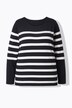 Rhinestone Breton Stripe Long Sleeve Sweater