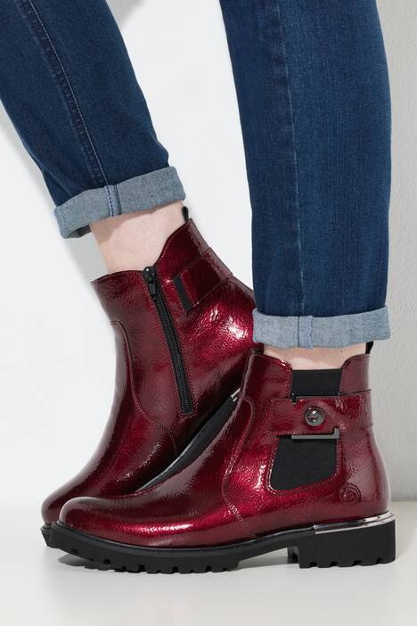 Bottines Chelsea en cuir vernis, fermeture zippée - largeur G