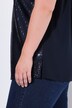 Skjortebluse, forside halvt med pailletter, jerseyryg
