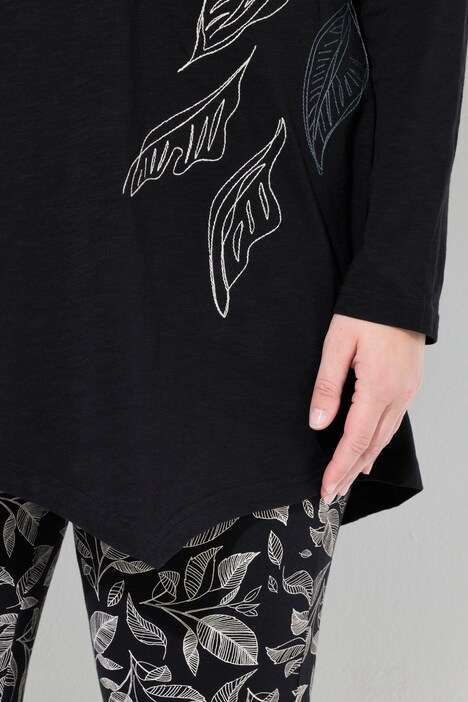 Longshirt, Stickerei, Stehkragen, Langarm, Biobaumwolle