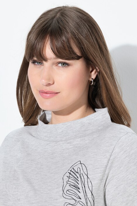 Longshirt, Stickerei, Stehkragen, Langarm, Biobaumwolle
