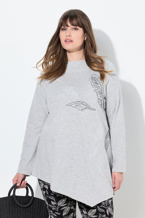 Longshirt, Stickerei, Stehkragen, Langarm, Biobaumwolle