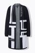 Long-Strickjacke, Jacquardstrick, V-Ausschnitt, Langarm