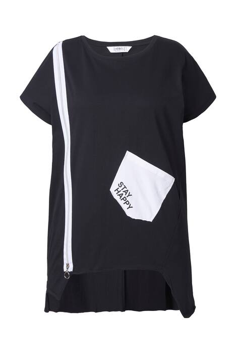 Tričko, oversize, ozdobný zip, kapsa