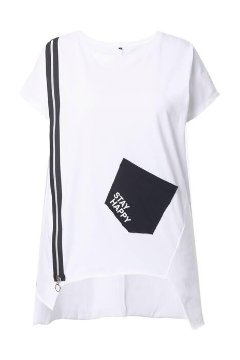 Tričko, oversize, ozdobný zip, kapsa