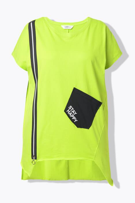 T-skjorte, oversized, pynteglidelås, lomme