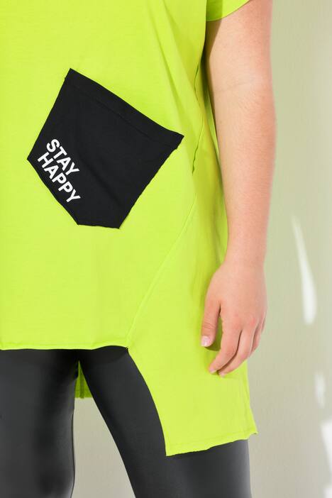 T-skjorte, oversized, pynteglidelås, lomme