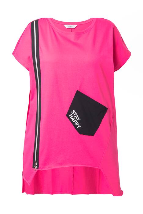 Tričko, oversize, ozdobný zip, kapsa