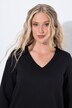 Midi-sweatjurk, A-lijn, V-hals, 3/4-mouwen