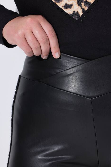 Leggings, pitillo, aspecto de cuero, abalorios