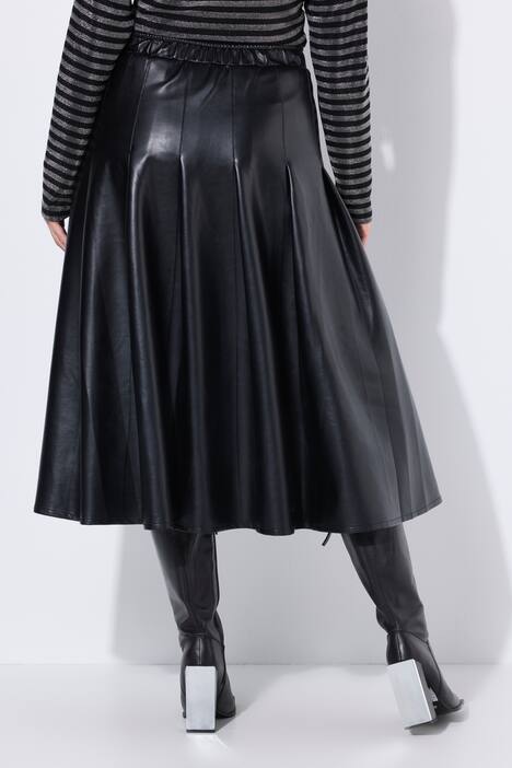 Pleated Faux Leather Comfort Waist Skirt