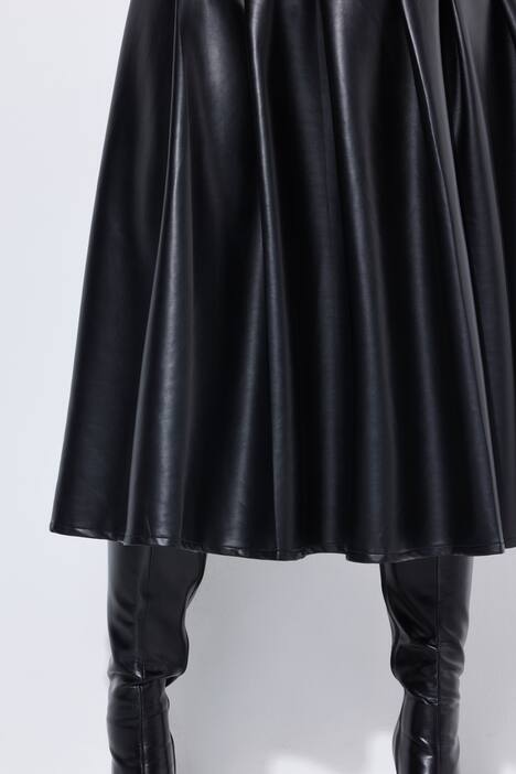 Pleated Faux Leather Comfort Waist Skirt
