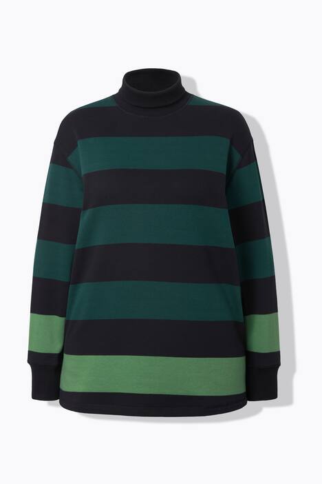 Sweat-shirt à col montant et manches longues, coton bio, rayures