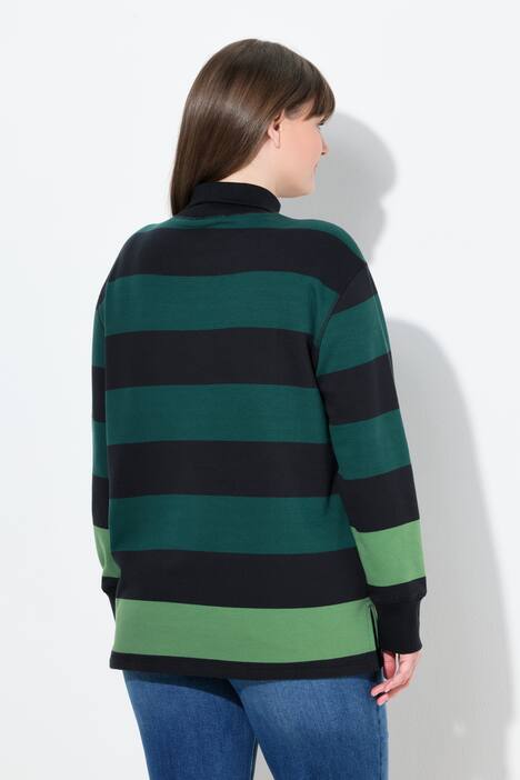 Sweat-shirt à col montant et manches longues, coton bio, rayures