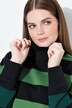 Eco Cotton Striped Turtleneck Sweatshirt