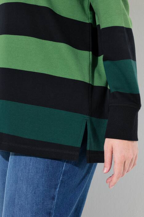 Sweatshirt, stående krave, striber, lange ærmer, økologisk bomuld