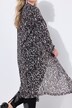 Veste longue en tulle transparent, motif léopard et coupe ouverte
