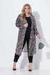 Veste longue en tulle transparent, motif léopard et coupe ouverte
