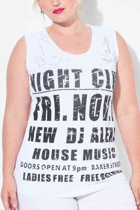 Top coupe Slim Fit, franges et message en lettres scintillantes