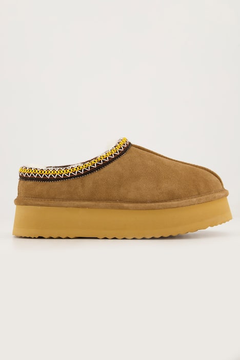 Zapatos de piel de cordero, ante, bordado, ancho de confort