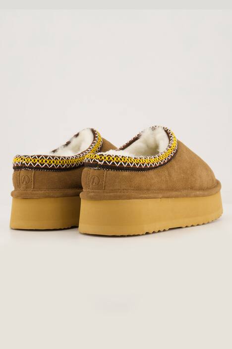Zapatos de piel de cordero, ante, bordado, ancho de confort