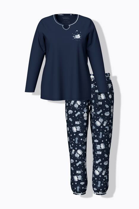 Pyjama, katten, tuniekhals, lange mouwen