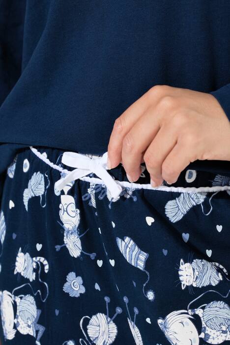 Pyjama, katten, tuniekhals, lange mouwen