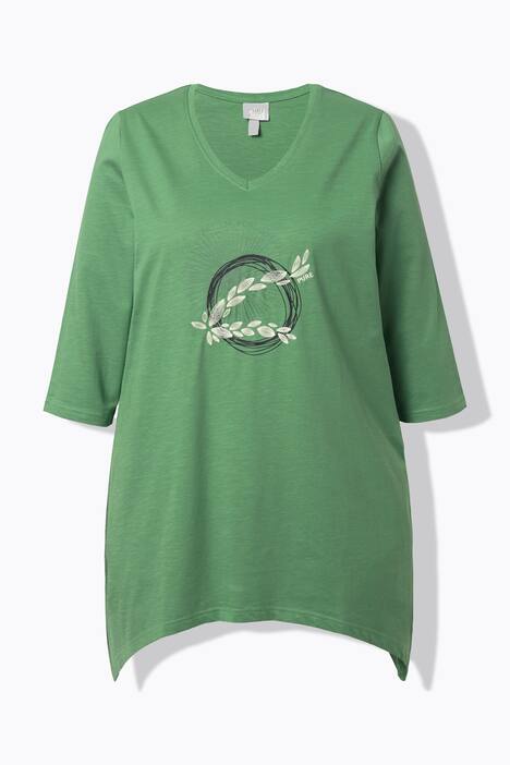 Shirt, Stickerei, V-Ausschnitt, 3/4-Arm, Biobaumwolle