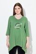 T-shirt en coton bio avec broderie, col V et manches 3/4