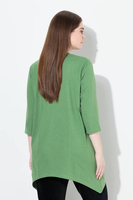 Shirt, Stickerei, V-Ausschnitt, 3/4-Arm, Biobaumwolle