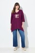 T-shirt en coton bio avec broderie, col V et manches 3/4