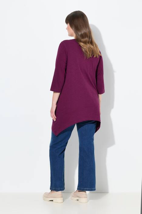 Shirt, Stickerei, V-Ausschnitt, 3/4-Arm, Biobaumwolle