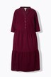 Maxi-jurk van corduroy, opstaande kraag, V-hals, lange mouwen