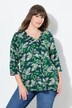 Shirt, bladeren, V-hals, 3/4-mouwen, biologische katoen