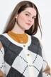Chaqueta de punto, rombos, cuello redondo, manga larga