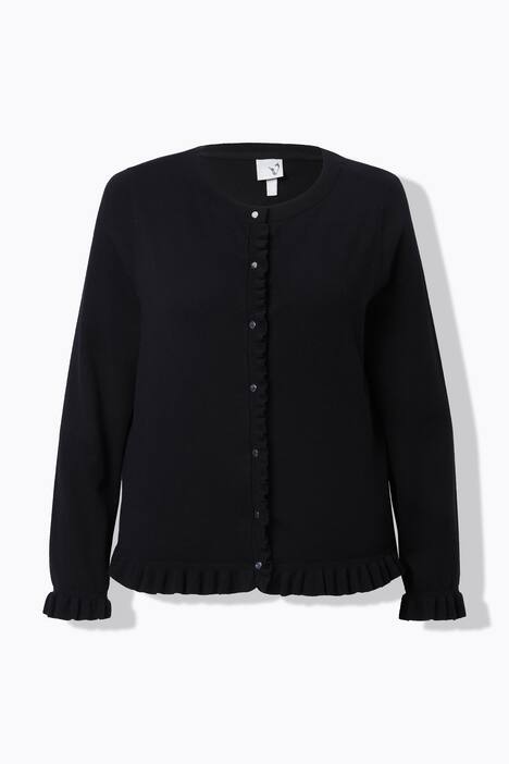 Vest, volants, knoopsluiting, ronde hals, lange mouwen