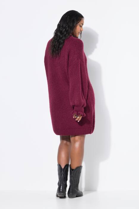Strickkleid, oversized, Rüschenärmel