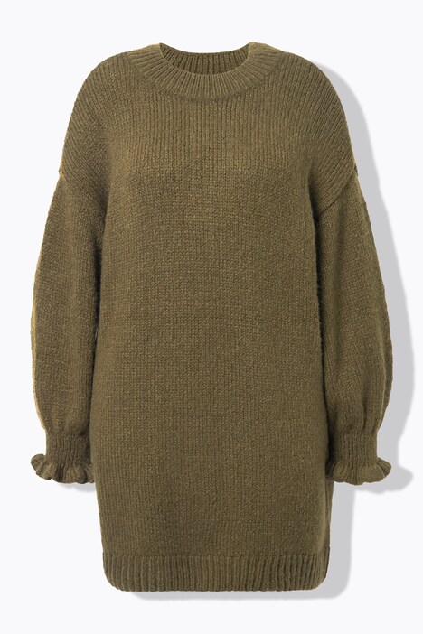 Robe en maille oversize. Manches ruchées