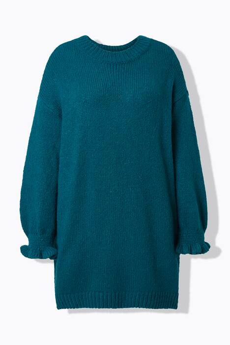 Strickkleid, oversized, Rüschenärmel