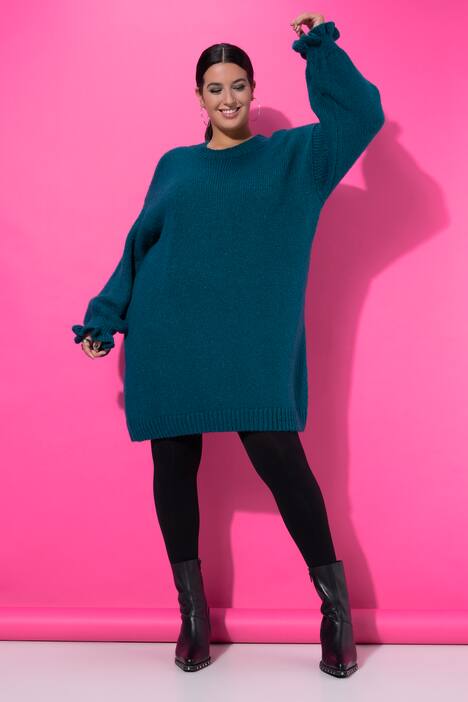 Strickkleid, oversized, Rüschenärmel
