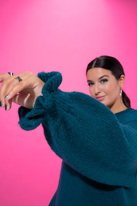 Strickkleid, oversized, Rüschenärmel