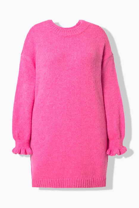 Strickkleid, oversized, Rüschenärmel