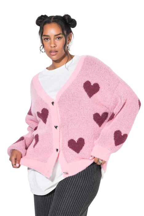 Rozepínací svetr, oversize, extra měkký, srdce