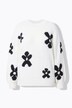 Pull oversize en maille fantaisie. Motif fleurs