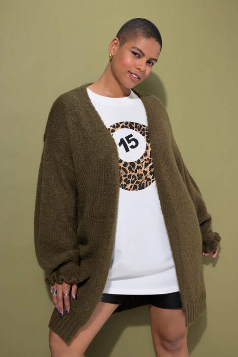 Lang vest, oversized, mouw met rimpeling